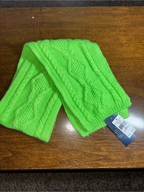 Ralph Lauren Neon Green Cable Knit Scarf